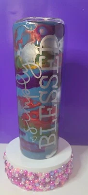 Vaso delgado de acero inoxidable recto simplemente bendecido pajita de metal 20 oz Foto 1 de 4