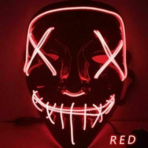 Halloween Clubbing Light Up LED Mask Costume Rave Cosplay Party Purge 3 Modes - Picture 1 of 20