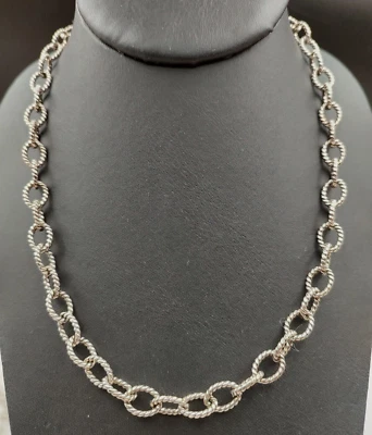 Collar de cadena de eslabones de cable trenzados texturizados de plata de ley Carolyn Pollack 18,5" Foto 1 de 4