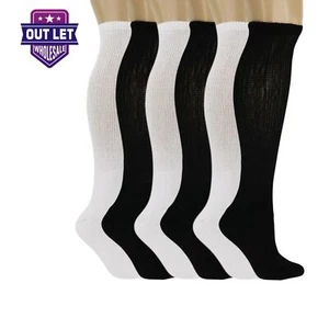 6 Pairs Men's Multi Diabetic over the calf Knee High Compression Cotton socks - Picture 1 of 6