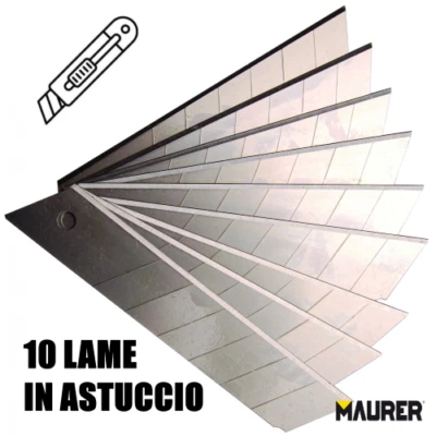 MAURER 10 PZ Lame a Spezzare 25mm PROFESSIONALE Cutter Taglierino TAGLIA BASE Ricambio