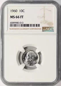 Moneda de diez centavos de plata Roosevelt 1960 10c NGC MS66 ft - Imagen 1 de 4