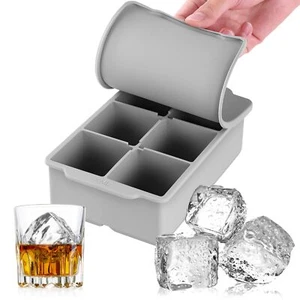 Molde grande para cubitos de hielo de silicona de 6 cavidades con tapa - Picture 1 of 6