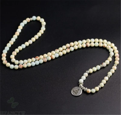 6mm Imperial Jasper Gemstone 108 Beads Mala Bracelet Ruyi Cuff Lucky Sacred Yoga - Image 1 of 3