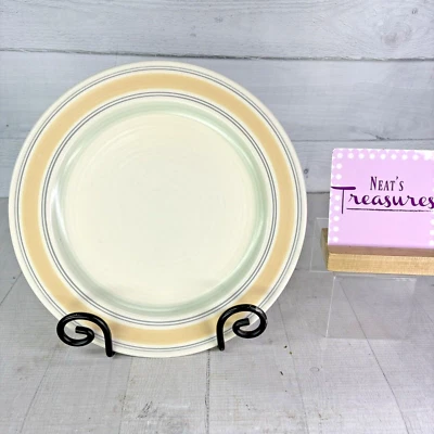 Plato de cena Pfaltzgraff KEY LARGO amarillo verde bandas en gres crema 11" Foto 1 de 4