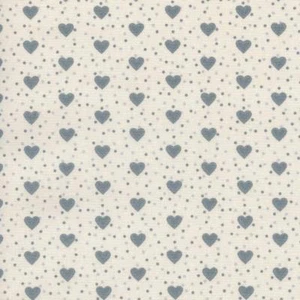 Französische Textilien I Love Hearts Stoff 100% Baumwolle 160 cm breit grau auf Elfenbein - Bild 1 von 2
