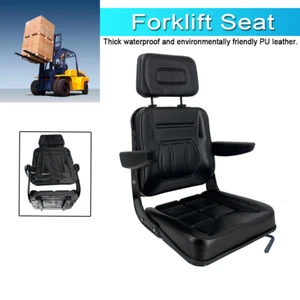 Universal Forklift Tractor Seat PVC Leather Suspension Adjustable Backrest Slide - Picture 1 of 14