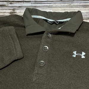Under Armour Pullover Maglione Bottone Pile Caldo Sportivo Marrone Uomo XL - Foto 1 di 6