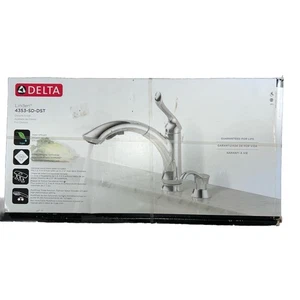 Delta 4353-SD-DST Linden Pull-Out Kitchen Faucet - Chrome New Sealed - Picture 1 of 3