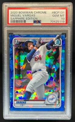 2020 Bowman Sapphire Miguel Vargas Chrome #BCP-131 Dodgers PSA 10 - Image 1 of 2