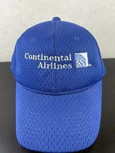 Vintage 2001 Continental Airlines Blue Mesh Trucker Hat Snapback Baseball Cap - Picture 1 of 8