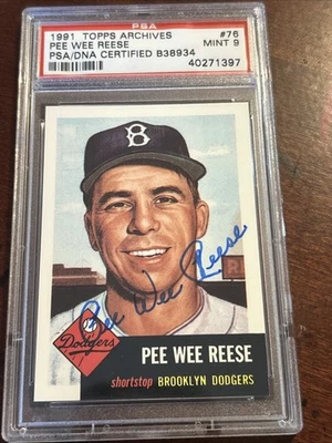 1991 Topps Archives Pee Wee Reese AUTO PSA 9 PSA/DNA CERTIFIED B38934 - Image 1 of 4