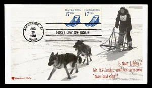 DR WHO 1986 FDC TRANSPORTATION COIL DOG SLEG HEARTLAND CACHET PAIR M60656 - Picture 1 of 2