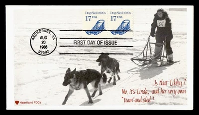DR WHO 1986 FDC TRANSPORTATION COIL DOG SLEG HEARTLAND CACHET PAIR M60656 - Image 1 of 2
