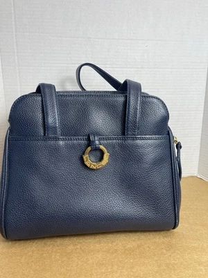 Bolso de Hombro Vintage Lancel Circle Logo Cuero Azul Foto 1 de 4