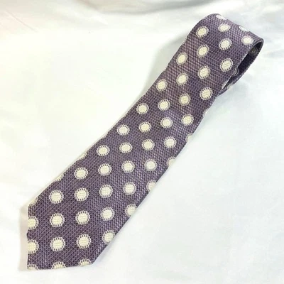 Corbata de seda TOM FORD púrpura marfil patrón de puntos 3,5" de ancho hecha en Italia lujo Foto 1 de 4