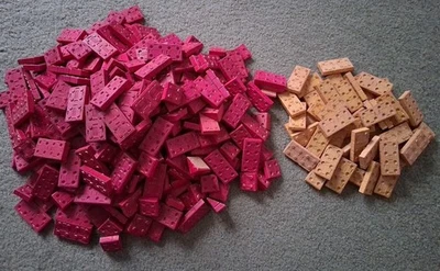 Ladrillos americanos de madera vintage de los años 40 de Halsam Toys-enorme lote 289 piezas 4 lb.+ Foto 1 de 4