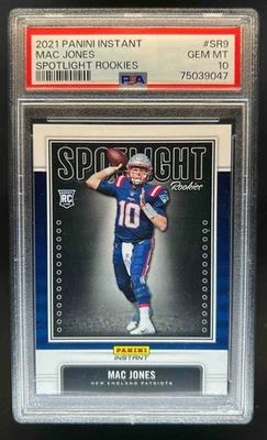 2021 Panini Instant Spotlight Rookies Mac Jones RC #/841 #SR9 Patriots PSA 10 - Image 1 of 2