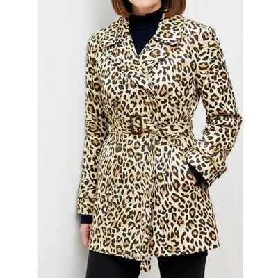 Gabardina corta de leopardo J.Crew $328 nueva con etiquetas, marrón, pequeña Foto 1 de 4