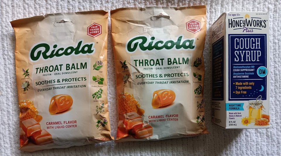 RICOLA THROAT BALM CARMEL LIQUID CENTER 34 DROPS BUY 1 or ALL 1 SHIP