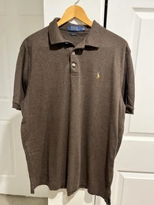 Polo Ralph Lauren Blue Tag Men's Short Sleeve Brown Polo Shirt Size L - Picture 1 of 7
