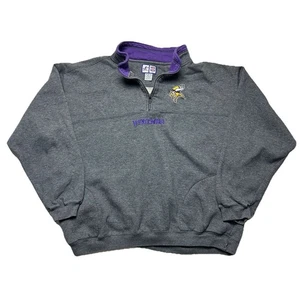 Vintage Minnesota Vikings Quarter Zip Sweatshirt Pullover NFL Logo Athletic XL - Picture 1 of 5