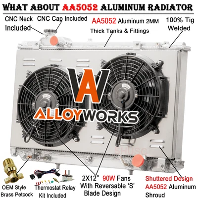 Ventilador de cubierta de radiador de 3 filas para Toyota Aristo JZS161 LEXUS GS300 400 AT 1998-2005 Foto 1 de 4