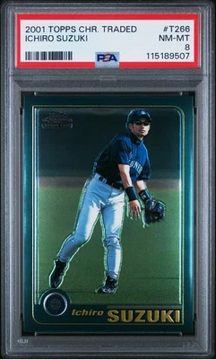2001 Topps Chrome Traded ICHIRO SUZUKI #T266 PSA 8 NM-MT Rookie Mariners HOF - Image 1 of 2