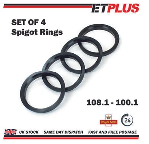 Spigot Rings 108.1 - 100.1 (108.1mm - 100.1mm) Wheel Hub Centre Rings - Picture 1 of 3