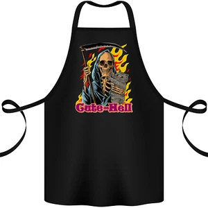 Süße Hölle Katze Sensenmann Totenkopf Halloween Baumwolle Schürze 100% Bio - Bild 1 von 16