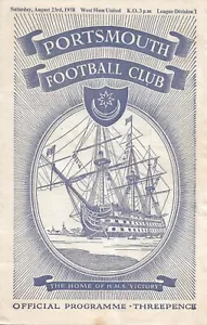 PORTSMOUTH V WEST HAM UNITED ~ 23 DE AGOSTO DE 1958 ~ PROGRAMA DE FÚTBOL DIVISIÓN 1 - Imagen 1 de 1
