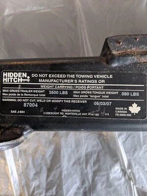 Hidden Hitch Class III (3) and IV (4) Rear Receiver Hitch 87004 - Image 1 of 2
