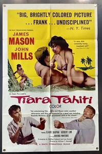Vintage 60s "Tiara Tahiti" Movie Poster 41x26 James Mason British Comedy - Picture 1 of 9