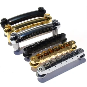 Tune-O-Matic bridge / Tailpiece combo in chrome. Black or Gold finish - Picture 1 of 23