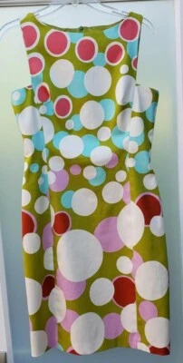 David Meister Designer Circles Sleek Lined Multi Cocktail Classic Retro Fun Sz 8 - Image 1 of 4