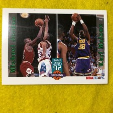 MICHAEL JORDAN & KARL MALONE BULLS JAZZ 1992 NBA HOOPS BASKETBALL CARD #320