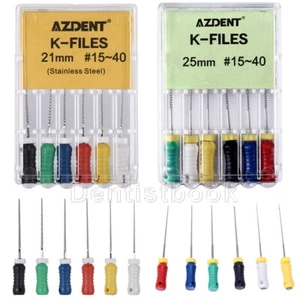 AZDENT Dental Endo Niti File K-Files Hand Use 25mm 21mm #15-40 Root Canal Treat - Picture 1 of 21