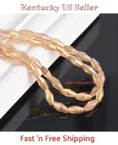 40 Stck. 8x4 mm AB oder Transparent Helltopas Lange Doppelkegel Kristalle, Schmuckherstellung - Bild 1 von 1