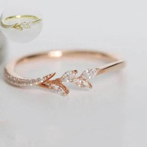 Ring 14k Gold 14 Tiny Moissanite Pieces Of Fresh Ladies Engagement Exquisite - Picture 1 of 12