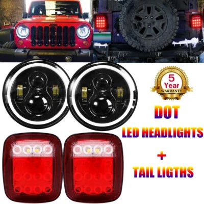 Faro LED 7" DRL + luces traseras de freno trasero para Jeep Wrangler CJ TJ Foto 1 de 4
