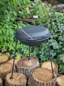 Full Set 10-12 L Cast Iron Kazan+Pan (Lid)+Tripod+Bag Cauldron Syton Казан Чугун - Picture 1 of 19
