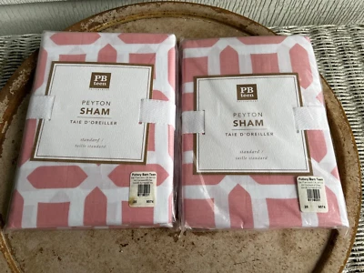 NUEVO JUEGO DE 2 FUNDAS DE ALMOHADA ESTÁNDAR POTTERY BARN TEEN PEYTON ROSA Foto 1 de 4