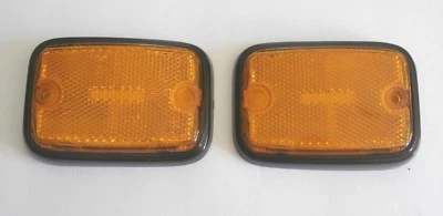 PAR DE LENTES MARCADORES LATERALES DELANTEROS IZQUIERDO DERECHO ÁMBAR NEGRO MOLDURA VW BUS 76-79 211945119B Foto 1 de 3