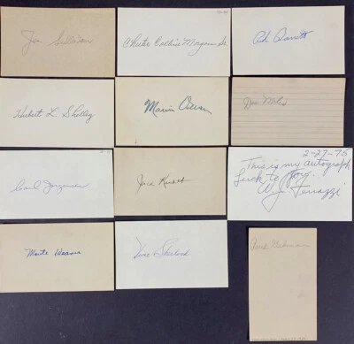 1930's Baseball Stars Signed Index Card Lot of 10 Hubert Shelley Jack Knott MLB - Image 1 of 4