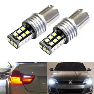 2 BA15S 382 P21W 1156 CANBUS ERROR FREE HIGH POWER BULBS XENON WHITE DRL REVERSE - Picture 1 of 4