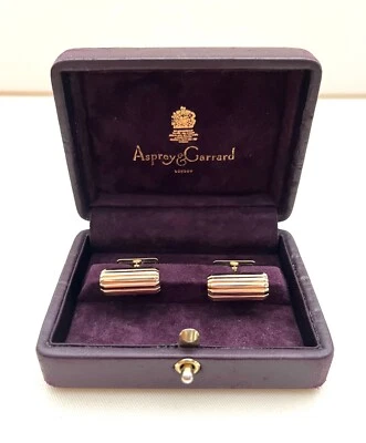 Gemelos de barra con persianas de oro macizo rosa 750/18K joyería de calidad Asprey of London Foto 1 de 4