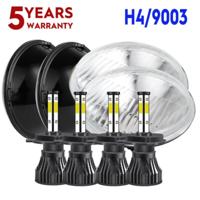 Newest for Datsun 510 620 710 810 4PCS 5.75" Round LED Headlights Halo H5006 kit - Image 1 of 4