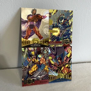 Fleer Marvel Comics 1995 edición inaugural de metal 4 tarjetas hoja promocional sin cortar Venom - Imagen 1 de 6