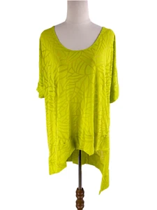 Taking Shape Womens Top XS Neon Yellow Asymmetrical Short Sleeve Top - Bild 1 von 9