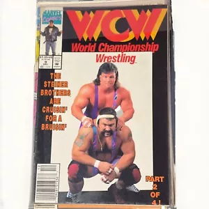 WCW WORLD CHAMPIONSHIP WRESTLING #9 Marvel 1992 NM- Steiner brothers NEWSSTAND - Picture 1 of 2